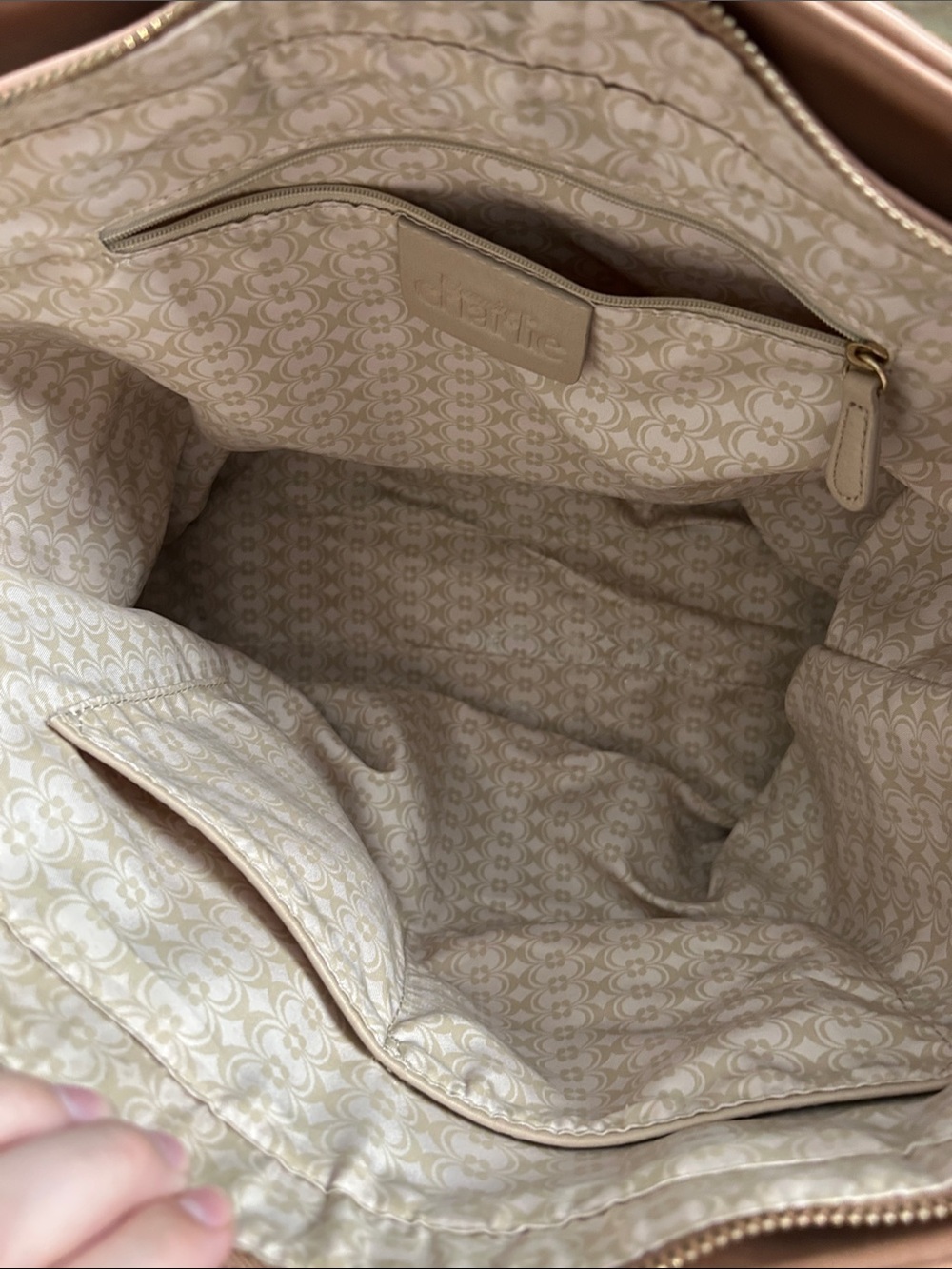 Charming Charlie Quilted Two-Tone Shoulder Bag in Tan and Navy - Picture 2 of 4